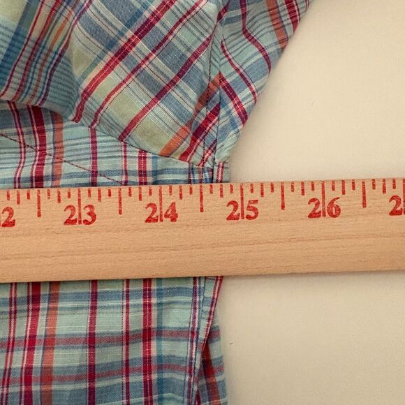 Cremieux Shirt Men's L Blue Plaid Short Sleeve Button Up Button down collar - Picture 7 of 7